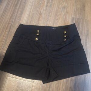 H&M Black High Waist Women's Shorts with Gold Button Accents Biker vintage style